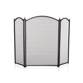 HOMCOM Pare-étincelles pour cheminée pliable 3 panneaux pare-feu écran  cheminée grillage métallique 126 x 3 x 80 cm noir