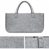 Sac à bûches gris en feutrine 25x25x50cm