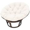 Fauteuil en rotin Papasan base osier Foncé avec coussin blanc