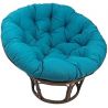 Fauteuil Papasan Rotin Naturel différent Coloris (Rotin Foncé, Coussin Bleu)