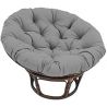 Fauteuil Papasan Rotin Naturel différent Coloris (Rotin Foncé, Coussin Gris Clair)