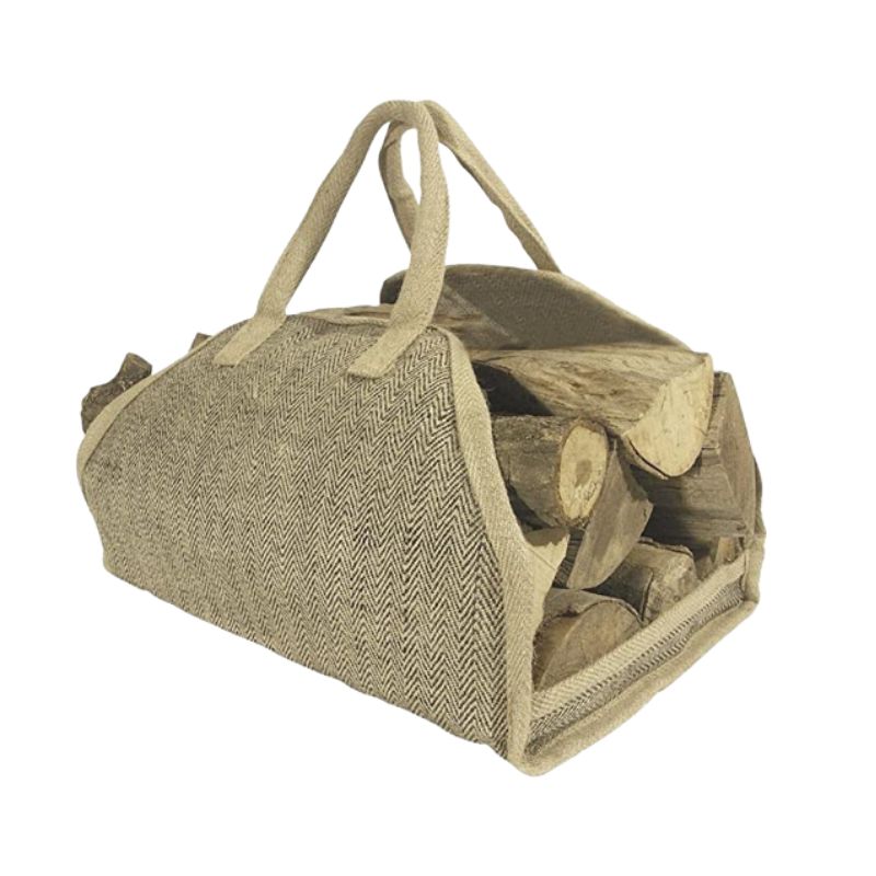 Sac à bûches en jute - Rangement pratique pour votre bois de chauffage