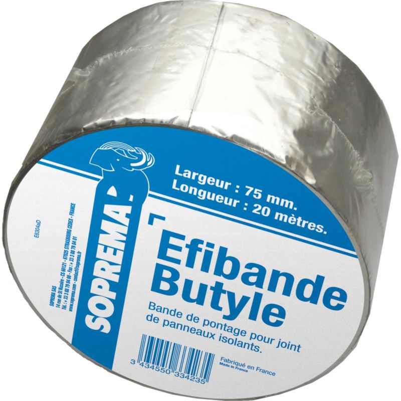 Rouleau adhesif EFIBANDE BUTYLE - 20 m x 75 mm